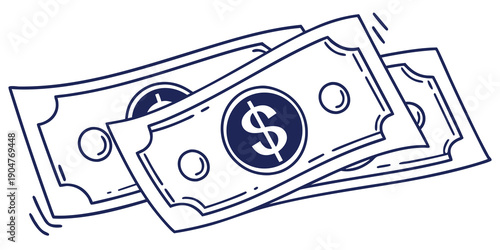 Fotografija A close-up view of various denominations of us dollar bills in a stack Vector