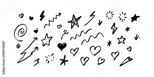 Bild auf Leinwand A delightful array of diverse doodles and expressive symbols Vector