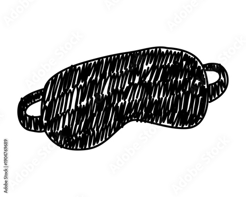 Hand-drawn doodle sketch of an eye mask for sleeping. Minimalist vector line art Editable stroke.