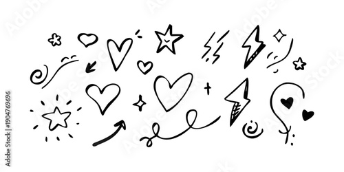 Foto A delightful assortment of doodles featuring hearts, stars, and various symbols