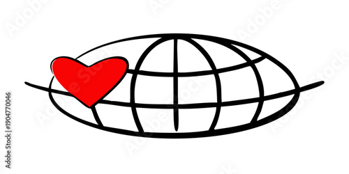 Photos A heart symbol overlaid on a stylized representation of the globe Vector