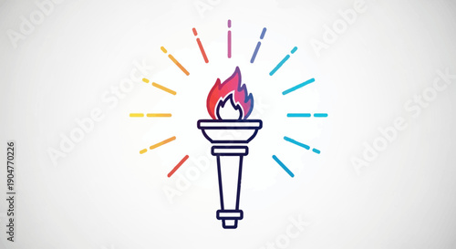 Colorful illuminated torch illustration representing victory passion and unity with vibrant