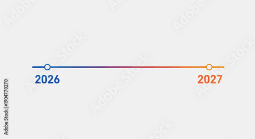 A modern and clean timeline graphic illustrating the progression of time from year 2026 to 2027