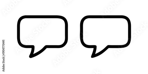 Two speech bubbles with black outlines on a white background. Vector