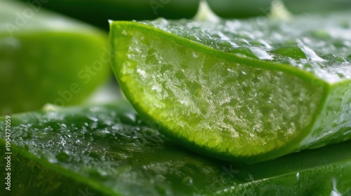 Aloe Vera slice close up, showing the gel texture inside, skincare concept