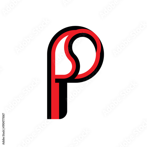 Modern Red And Black Abstract PS, SP Logo Shape.