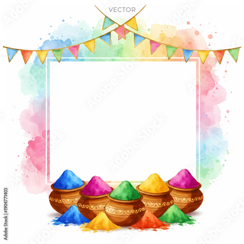 Water colour holi fest frame background 