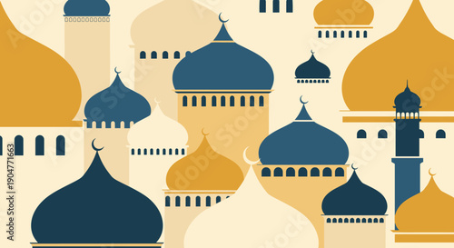 Elegant Ramadan Illustration Collection with Islamic Flat Illustration