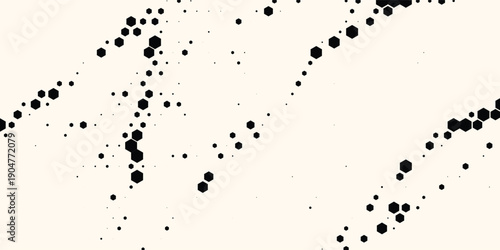 Hexagon Shapes Vector Abstract Geometric Technology Retrowave Sci-Fi Texture Isolated on Light Background. Halftone Hex Retro Simple Pattern. Eps10