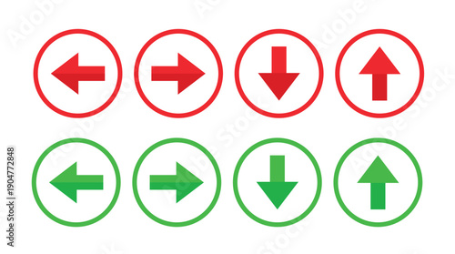 Free Download Red and Green Directional Arrow Sign Icon Set - GFXLoad