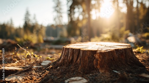 Wallpaper Mural tree trunk cut in the middle of the forest Torontodigital.ca
