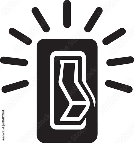 Switch flipped upward with glowing effect, symbolizing emotional awakening, bold glyph icon
