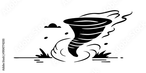 Foto A powerful tornado swirling across a barren landscape with debris flying around