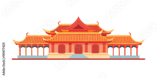 Canvastavla A grand and ornate traditional chinese building with red roof and intricate deta