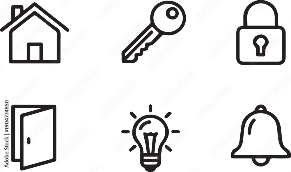 Fototapeta premium Everyday Objects Icons – Household, Office, Daily Life Symbols