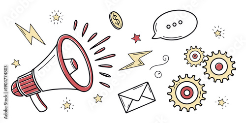 A vibrant illustration of communication tools and social media icons Vector