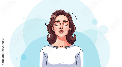 Woman with Eyes Closed in Serene Meditation.