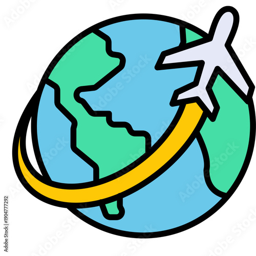 An airplane flies around the globe on a journey across Travel destinations.