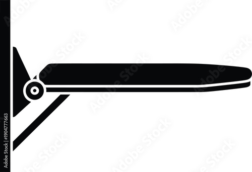 A simple black¹ icon depicting a wall-mounted folding shelf bracket in an extended position.