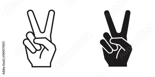 This image displays two identical hand gestures both depicting the victory or peace sign with two raised fingers high quality professional detailed modern elegant stylish clean