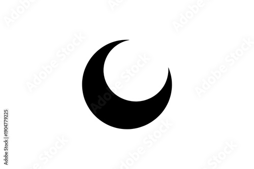 A minimalist crescent moon shape on a transparent background