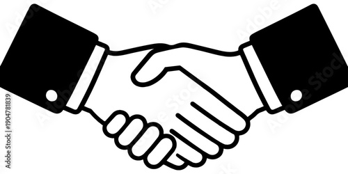 Vector illustration of a professional handshake between two businessmen as a symbol of trust and partnership to seal a successful business deal and agreement during a teamwork meeting