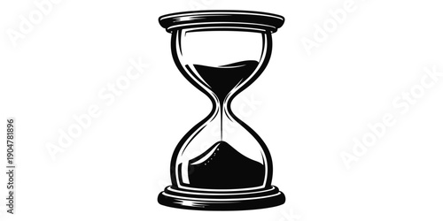 An antique wooden sandglass timer isolated on a white background serves as a retro instrument for measurement, symbolizing the passing of time and business deadlines through its countdown glass