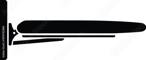 A black and white icon depicting a wall-mounted ironing board in an extended position.