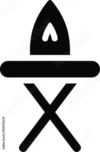 A simple black icon depicting a portable barbecue grill with a flame and folding legs