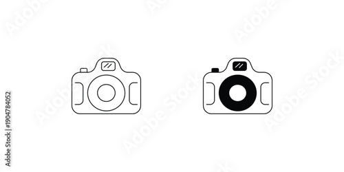 Camera set icon with white background vector stock illustration