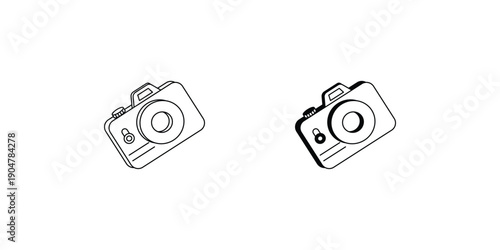 Camera set icon with white background vector stock illustration
