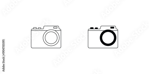 Camera set icon with white background vector stock illustration
