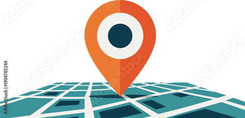 A vibrant location tracking graphic featuring a pinpoint on a stylized map. Bold orange and white design with a modern, professional feel. Ideal for safety, navigation, and technology concepts.