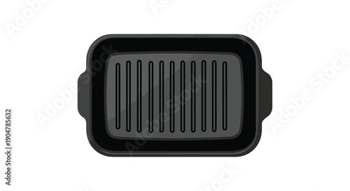 Top-down view of a classic black cast-iron grill pan featuring prominent parallel ridges, perfect for searing meats and