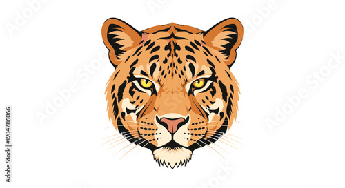 Striking close-up portrait of a powerful leopard's face, showcasing its distinctive spotted fur, piercing yellow eyes,