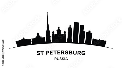 Silhouette of st petersburg skyline with city name and country below