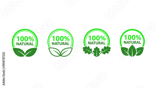 A badge icon set designed for natural and organic product labeling.
