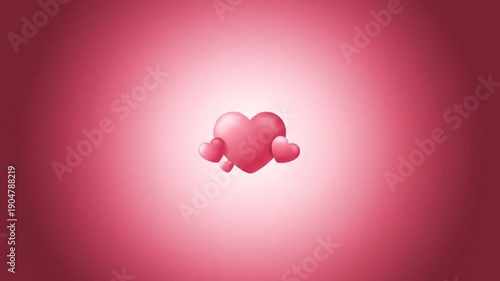 Lovely Pink Hearts on a Gradient Background, sweet romance concept