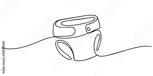 Baby diaper continuous one line drawing with cute doodle simple design for childhood concept baby care product. Isolated vector illustration, One Continuous Line Drawing of Diaper Icon. Single Line 