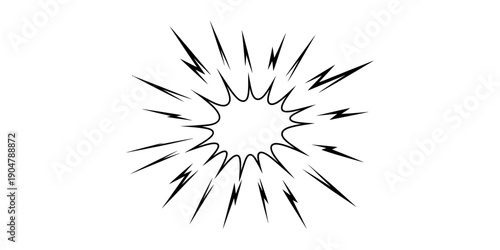 Comic book style explosion or impact effect with jagged lines radiating from a central point