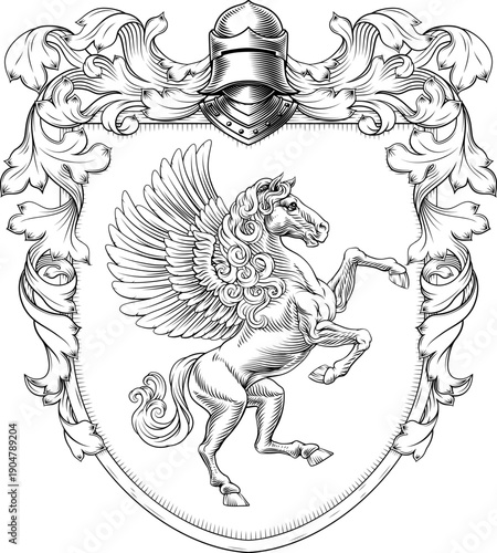 A Pegasus coat of arms or c...