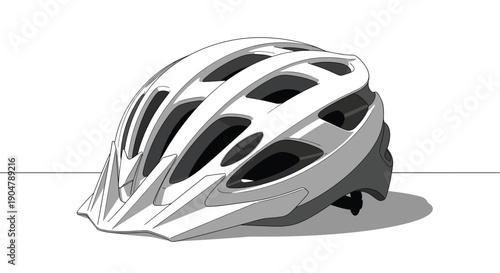Sleek and modern white bicycle helmet with black and grey accents, designed for safety, displayed clearly against a