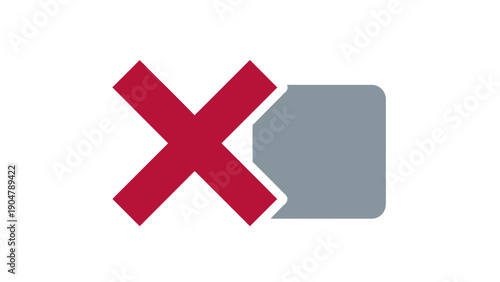 Delete File Icon with Red X Mark. Error, Rejection, and Removal Document Symbol for UI, Web Design, and Data Management Concepts.