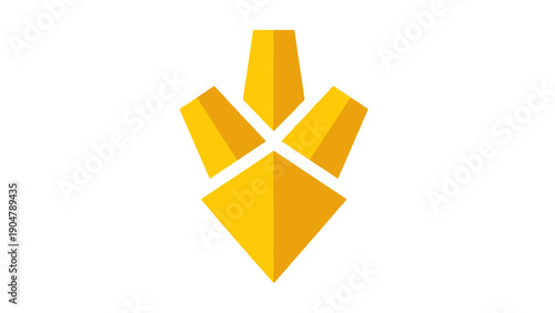 Abstract Geometric Down Arrow Logo Icon Design. Modern Gold Directional Symbol Vector Illustration