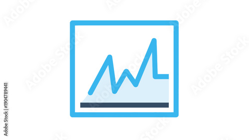Blue Line Graph Icon for Business Growth, Data Analysis, and Financial Statistics. Flat UI/UX Chart Symbol.