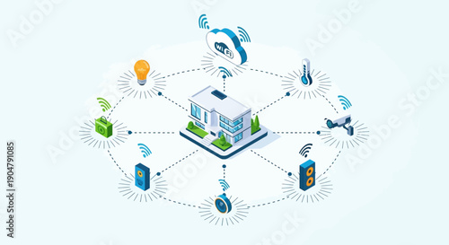 Smart Home Automation System with Connected Devices and Central Hub 2.