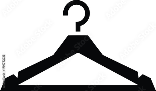 A black silhouette icon of a clothes hanger, representing clothing organization and storage