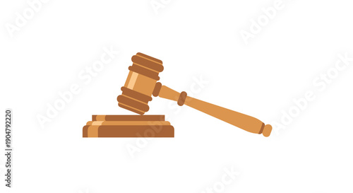 Classic wooden gavel and sound block symbolizing legal authority and court proceedings, isolated on a clean white
