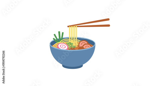 Ramen noodle bowl with chopsticks and egg