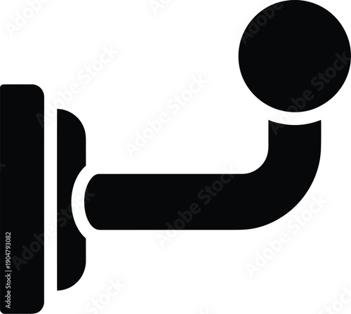 A black silhouette icon representing a vehicle tow hitch with a ball for connecting a trailer